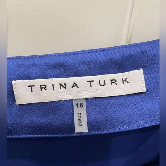 Trina Turk Marita Majorelle Blue Satin Midi Dress Sz 16 - Picture 6 of 9